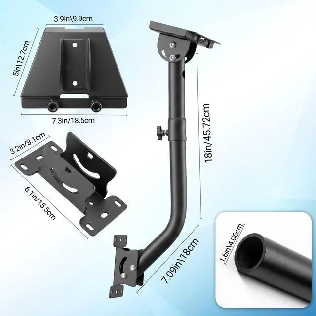 Alt view image 6 of 7 - Starlink Mount for Standard 4/4X/Gen 3, 3-Point Adjustable Extended Starlink Wall/ Roof Mount Bracket, Adjustable Metal Bracket with Pipe Adapter Kit for V3 Dish, Weatherproof Heavy Duty (Black)