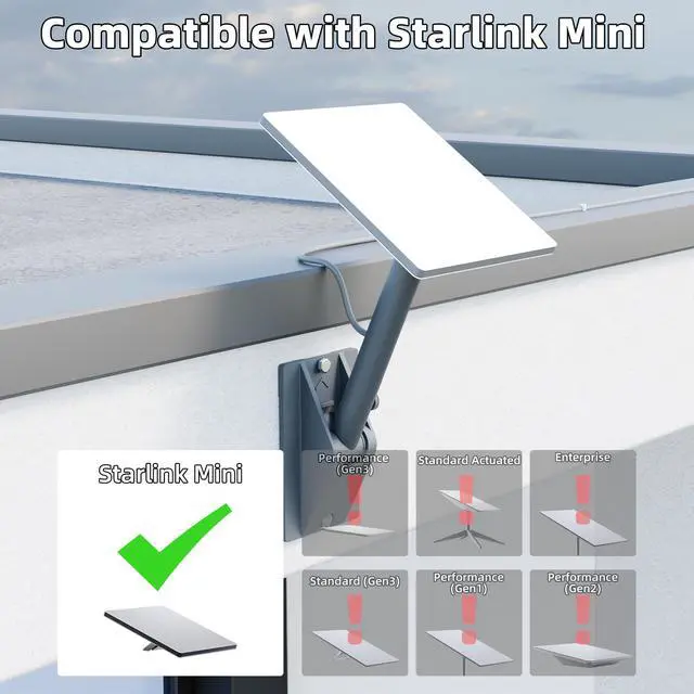 Alt view image 3 of 6 - Starlink Mini Roof Mount Adjustable Starink Mini Home Mount Heavy Duty Pole Mounting with Adjustable Tilt 90 for Better Signal