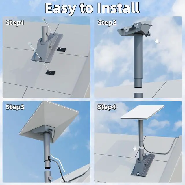 Alt view image 6 of 6 - Starlink Mini Roof Mount Adjustable Starink Mini Home Mount Heavy Duty Pole Mounting with Adjustable Tilt 90 for Better Signal