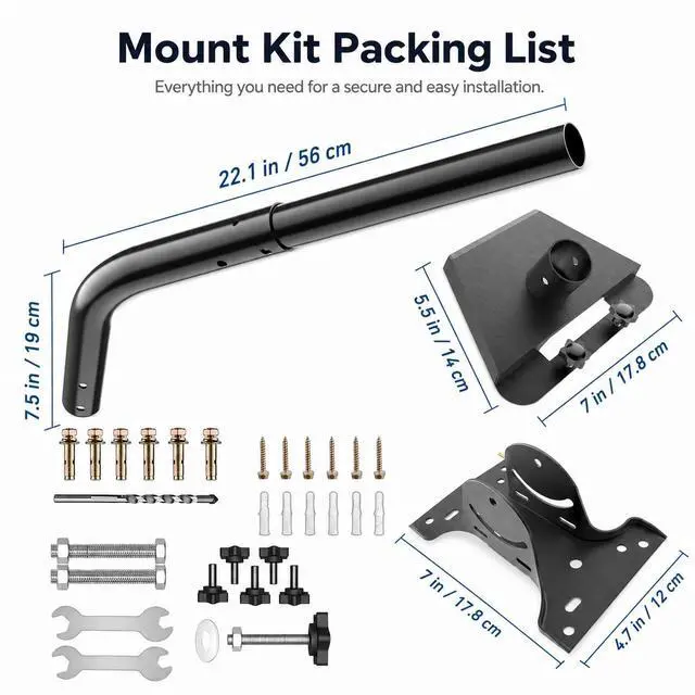 Alt view image 6 of 7 - Starlink Mount for Gen 3& Gen 4/4X, 360° Adjustable with Widened Base | Extendable Pole, Wall & Roof Mounting Kit Compatible with Standard V4/4X Starlink Pipe Adapter, Hardware for Concrete/Wood