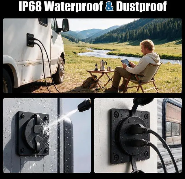 Alt view image 3 of 7 - RV 2 in 1 Pass Through RJ45 & DC Wall Socket for Starlink Mini Gen3/4 | Shielded CAT6 Ethernet Aluminum Bulkhead Panel Connector, DC 5.5 x 2.1 Female to Male, Waterproof, for RV Camper Trailer