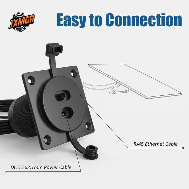 Alt view image 5 of 7 - RV 2 in 1 Pass Through RJ45 & DC Wall Socket for Starlink Mini Gen3/4 | Shielded CAT6 Ethernet Aluminum Bulkhead Panel Connector, DC 5.5 x 2.1 Female to Male, Waterproof, for RV Camper Trailer