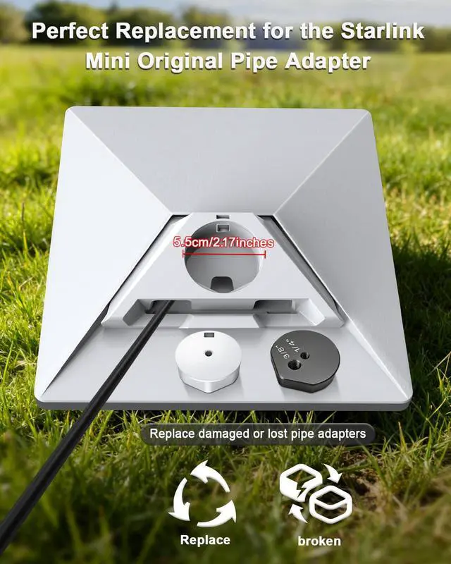 Alt view image 3 of 7 - Starlink Mini Pipe Adapter Kit with 1/4"-20 Tripod Mount Adapter, Replacement Mount Works for Starlink Mini, Fits Tripods, Camera Stands & Clamp Mounts, Portable Solution for RV, Camping & Outdoor