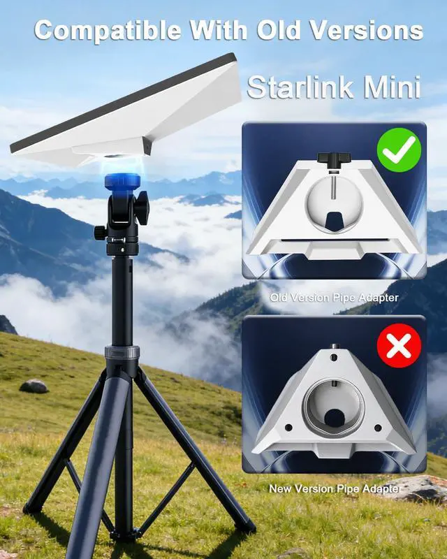 Alt view image 4 of 7 - Starlink Mini Pipe Adapter Kit with 1/4"-20 Tripod Mount Adapter, Replacement Mount Works for Starlink Mini, Fits Tripods, Camera Stands & Clamp Mounts, Portable Solution for RV, Camping & Outdoor