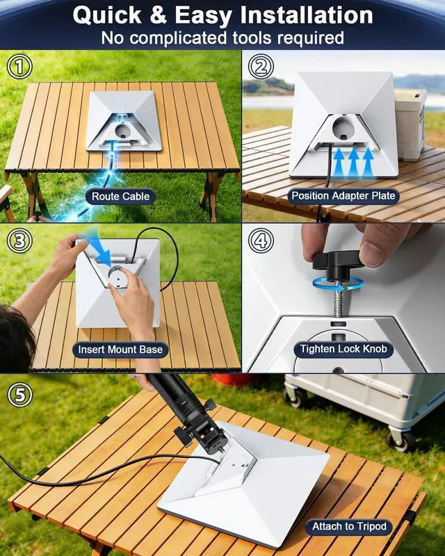 Alt view image 6 of 7 - Starlink Mini Pipe Adapter Kit with 1/4"-20 Tripod Mount Adapter, Replacement Mount Works for Starlink Mini, Fits Tripods, Camera Stands & Clamp Mounts, Portable Solution for RV, Camping & Outdoor