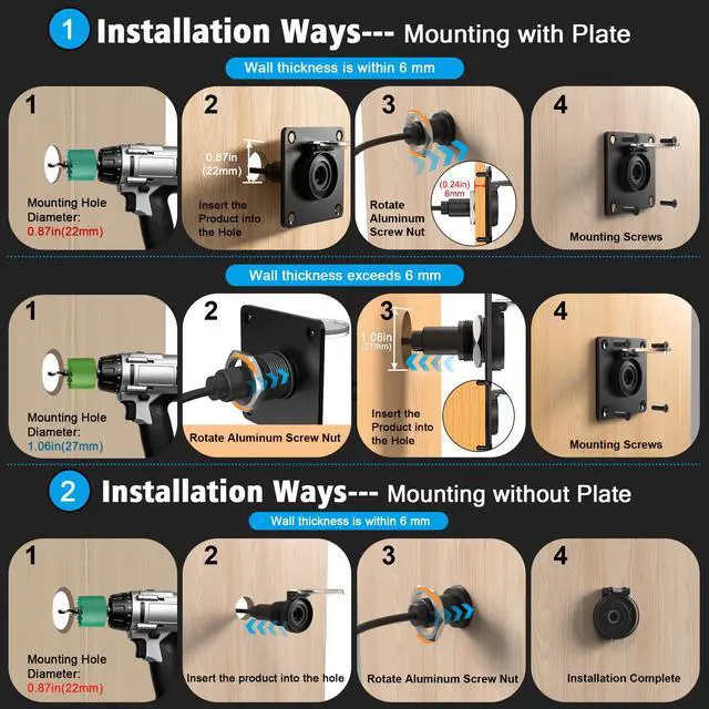 Alt view image 5 of 7 - Starlink Mini Pass Through Kit for RV, Waterproof DC Power Port Mount with 5.5x2.1mm Connector, Heavy Duty Starlink Mini Accessories Compatible with Starlink Mini Battery Packs, Marine & Van Wall Plug