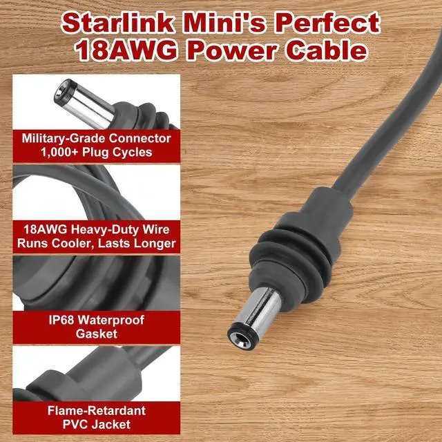 Alt view image 3 of 5 - Starlink Mini Battery Adapter Compatible with Milwaukee M18, Starlink Mini Power Cable for 18V Battery, 3.2FT 18AWG Battery Adapter DC Power Cable