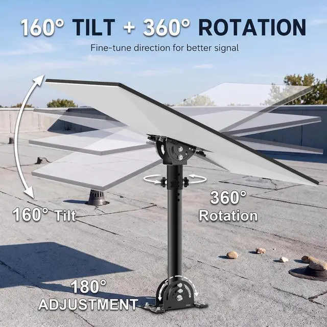 Alt view image 2 of 7 - Starlink Gen 3 Heavy Duty Pivot Roof Mount, Adjustable 160 Degree Tilt for Better Signal, Compatible with Starlink Gen 3 / Standard 4 / Standard 4X Dish