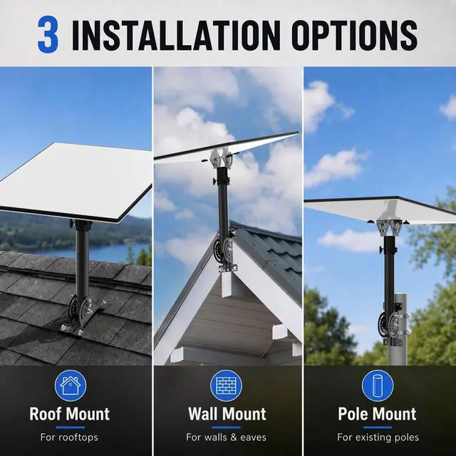 Alt view image 3 of 7 - Starlink Gen 3 Heavy Duty Pivot Roof Mount, Adjustable 160 Degree Tilt for Better Signal, Compatible with Starlink Gen 3 / Standard 4 / Standard 4X Dish