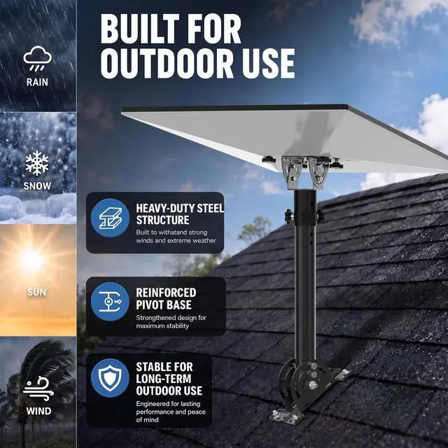 Alt view image 5 of 7 - Starlink Gen 3 Heavy Duty Pivot Roof Mount, Adjustable 160 Degree Tilt for Better Signal, Compatible with Starlink Gen 3 / Standard 4 / Standard 4X Dish