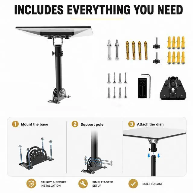 Alt view image 6 of 7 - Starlink Gen 3 Heavy Duty Pivot Roof Mount, Adjustable 160 Degree Tilt for Better Signal, Compatible with Starlink Gen 3 / Standard 4 / Standard 4X Dish