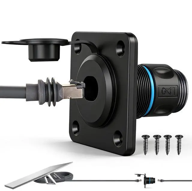 Main image of Waterproof Pass Through RJ45 Wall Socket for Starlink Gen 3/Gen 4 | Shielded CAT6 Ethernet Female to Female Aluminum Bulkhead Panel Connector for RV Camper Trailer Off-grid Starlink Dish Setup