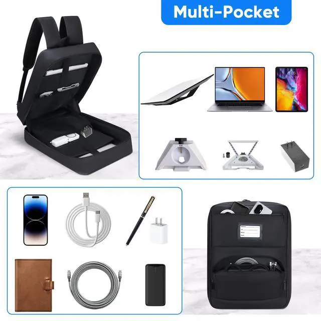 Alt view image 4 of 7 - Backpack Compatible with Starlink Mini Carrying Case, Travel Bag for Adjustable Padded Fixing Straps, Shockproof Storage Bag with 5.6 Laptop Compartment and Accessories Pockets, Outdoor, Camping, RV
