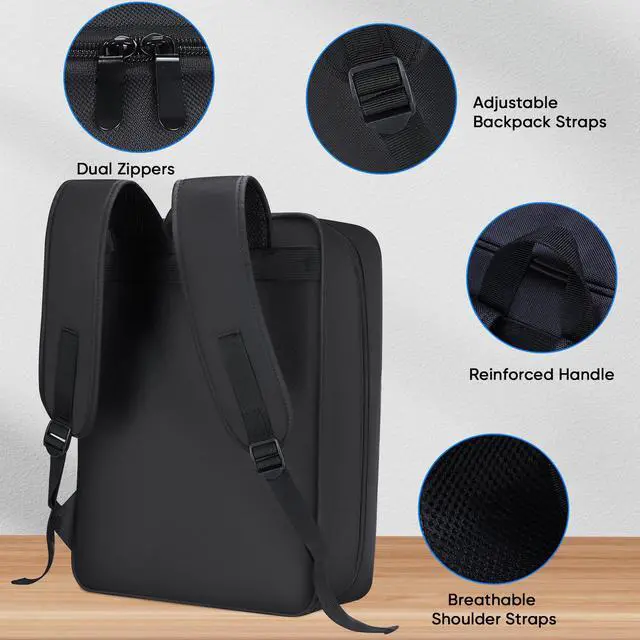 Alt view image 5 of 7 - Backpack Compatible with Starlink Mini Carrying Case, Travel Bag for Adjustable Padded Fixing Straps, Shockproof Storage Bag with 5.6 Laptop Compartment and Accessories Pockets, Outdoor, Camping, RV