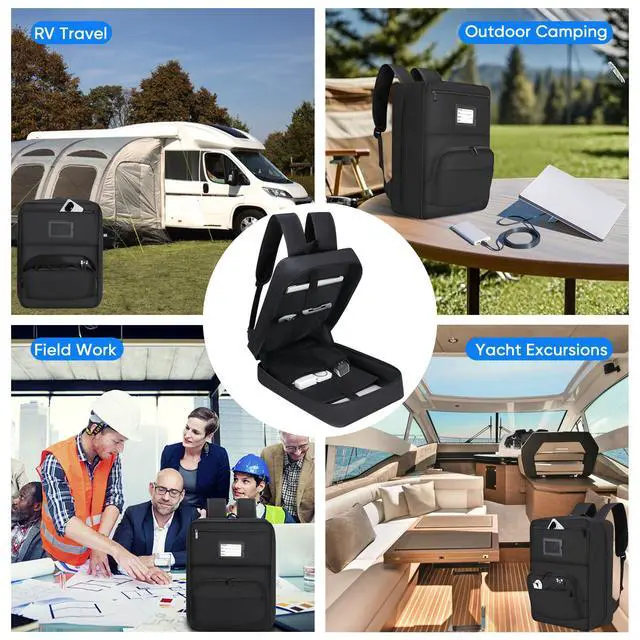 Alt view image 7 of 7 - Backpack Compatible with Starlink Mini Carrying Case, Travel Bag for Adjustable Padded Fixing Straps, Shockproof Storage Bag with 5.6 Laptop Compartment and Accessories Pockets, Outdoor, Camping, RV