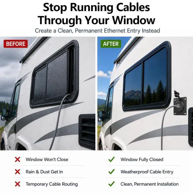 Alt view image 2 of 7 - Starlink Gen 3/4 RJ45 Wall Pass Through, Waterproof Aluminum Socket | Create a clean, weatherproof Starlink cable entry with a durable aluminum CAT6 RJ45 bulkhead connector