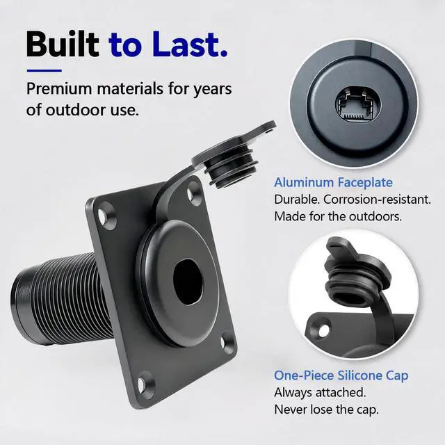 Alt view image 4 of 7 - Starlink Gen 3/4 RJ45 Wall Pass Through, Waterproof Aluminum Socket | Create a clean, weatherproof Starlink cable entry with a durable aluminum CAT6 RJ45 bulkhead connector