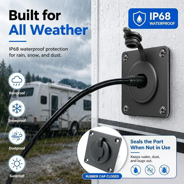 Alt view image 3 of 7 - Starlink Gen 3/4 RJ45 Wall Pass Through, Waterproof Aluminum Socket | Create a clean, weatherproof Starlink cable entry with a durable aluminum CAT6 RJ45 bulkhead connector