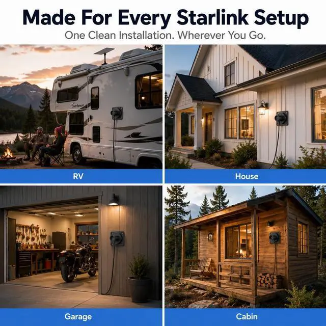 Alt view image 7 of 7 - Starlink Gen 3/4 RJ45 Wall Pass Through, Waterproof Aluminum Socket | Create a clean, weatherproof Starlink cable entry with a durable aluminum CAT6 RJ45 bulkhead connector