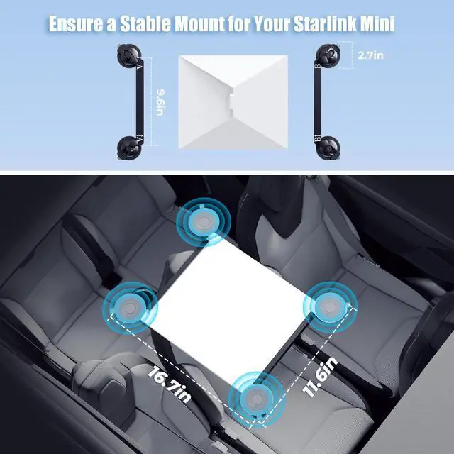 Alt view image 4 of 7 - Starlink Mini Mount, Starlink Mini Suction Cup Mount for Car Windows & Sunroofs, Secure Mounting Kit with 2 Spare Cups & Anti-Slip Pad,All-Weather Stability for RVs, Trucks & Boats(Black)