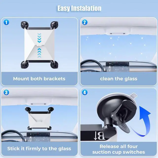 Alt view image 5 of 7 - Starlink Mini Mount, Starlink Mini Suction Cup Mount for Car Windows & Sunroofs, Secure Mounting Kit with 2 Spare Cups & Anti-Slip Pad,All-Weather Stability for RVs, Trucks & Boats(Black)