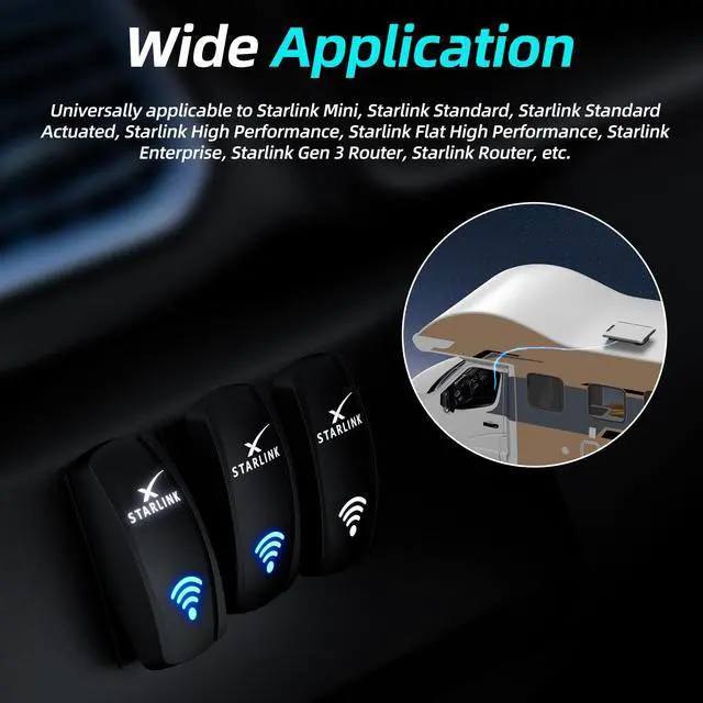 Alt view image 6 of 7 - Starlink Rocker Switch, Compatible with Starlink MINI/GEN2-4/V5, Waterproof SPST 5-Pin On/Off Toggle Switch 20A 12V/24V with Jumper Wires, for RV, Marine & Outdoor Satellite Signal Reception Control