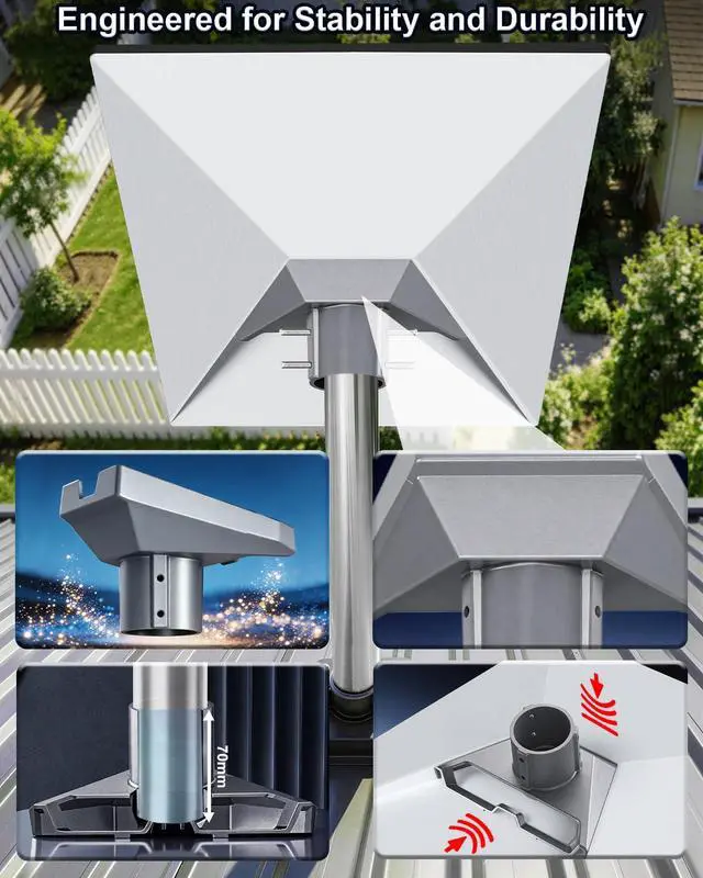 Alt view image 7 of 7 - Starlink Standard Gen 3/4/4X Pipe Adapter Mount, Secure Pole Mount Kit for Roof, RV&Outdoor Installation, Heavy-Duty Weatherproof Aluminum Adapter for Starlink V3/V4 Standard Dish, Pipe Not Included