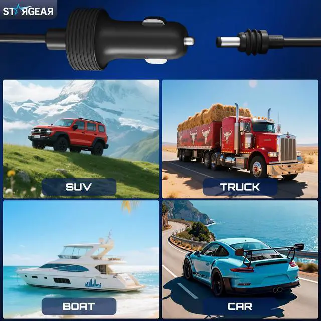 Alt view image 7 of 7 - Starlink Mini Cable 12V Power Cable 3M/10FT, Starlink Mini Accessories 16AWG Cigarette Lighter to DC Cord, 12V-48V Car Charger Car Adapter (3M)