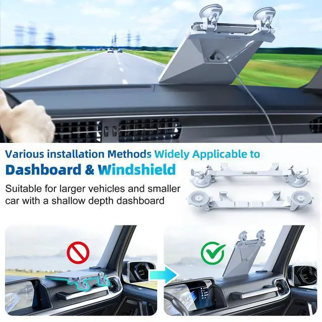 Alt view image 4 of 7 - for Starlink Mini Car Mount for Dashboard, Starlink Mini Dash Mount | Starlink Mini Suction Cup Mount for Dashboard & Windshield for Most Vehicles, Ensures Starlink Mini Stable Satellite Signal