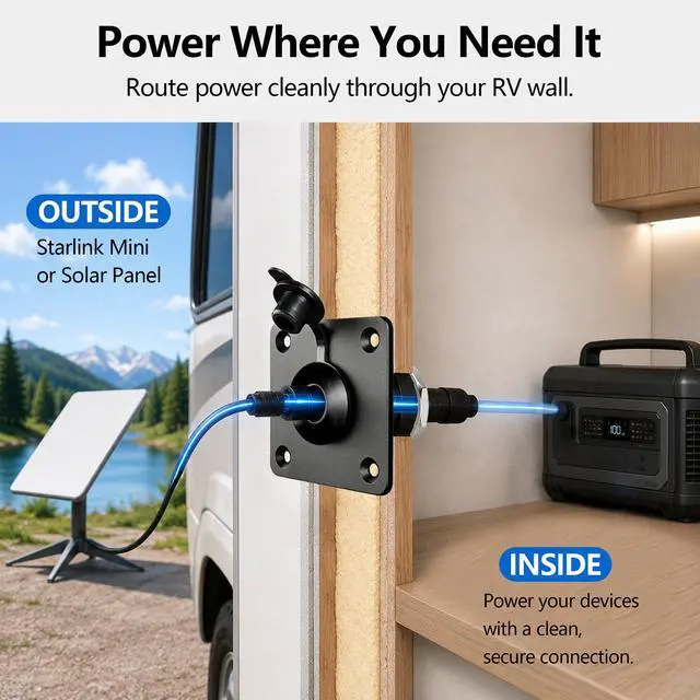 Alt view image 6 of 7 - Starlink Mini Wall Pass Through Kit for RV Cable Entry | Clean installation, IP67 weatherproof, secure connection, premium aluminum components, off-grid ready