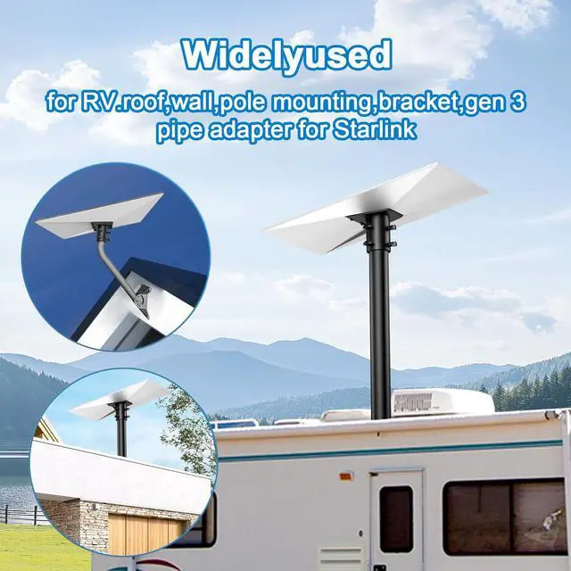 Alt view image 5 of 7 - Adapter Wall & Pole Mount for Starlink Gen 3/Standard 4/4X Dish,Black | Secure Pole Mount Kit for Roof, RV&Outdoor Installation, Heavy-Duty Weatherproof, fits masts from 1.1-2.1in (28-54mm)