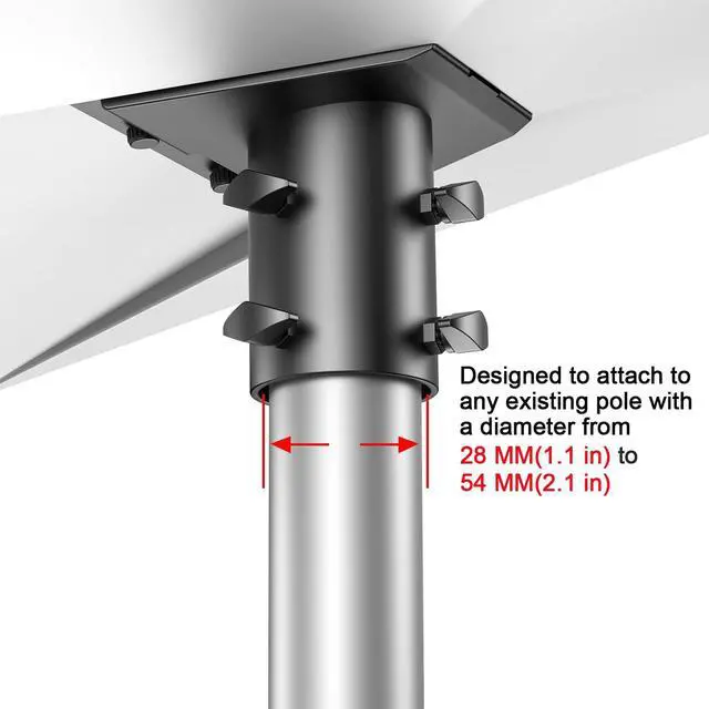 Alt view image 6 of 7 - Adapter Wall & Pole Mount for Starlink Gen 3/Standard 4/4X Dish,Black | Secure Pole Mount Kit for Roof, RV&Outdoor Installation, Heavy-Duty Weatherproof, fits masts from 1.1-2.1in (28-54mm)