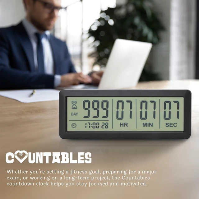 Alt view image 6 of 6 - Large LCD Digital Countdown Timer - Up to 999 Days Big Display Count Down Clock for Retirement, Wedding, Birthday, Holiday & All Events (Black)