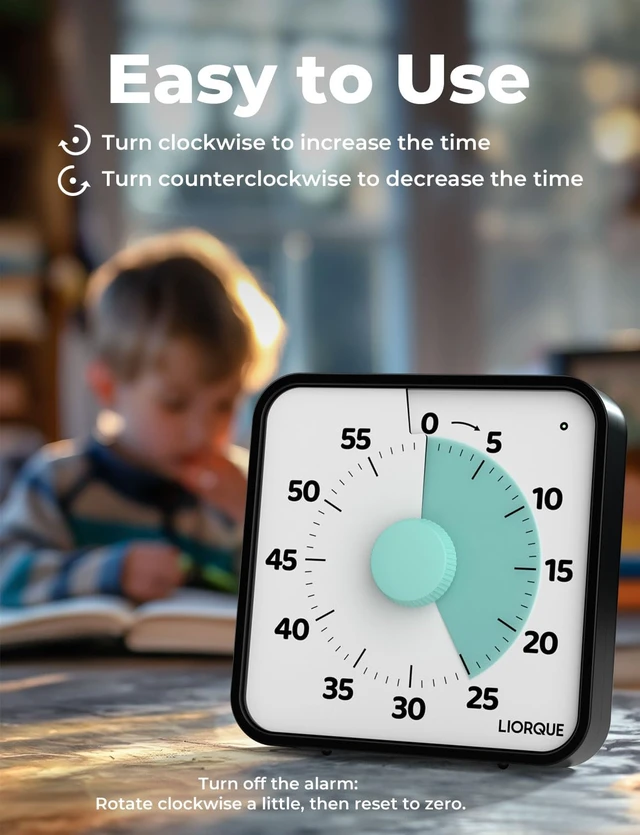 Alt view image 4 of 7 - 7.5-Inch Large Visual Timer, 60-Minute Classroom Timer Magnetic | Non-Ticking, 3-level Volume, 3 Alarm Modes, Kids Countdown Timer for Classroom Kitchen Office ADHD, AA Batteries Included