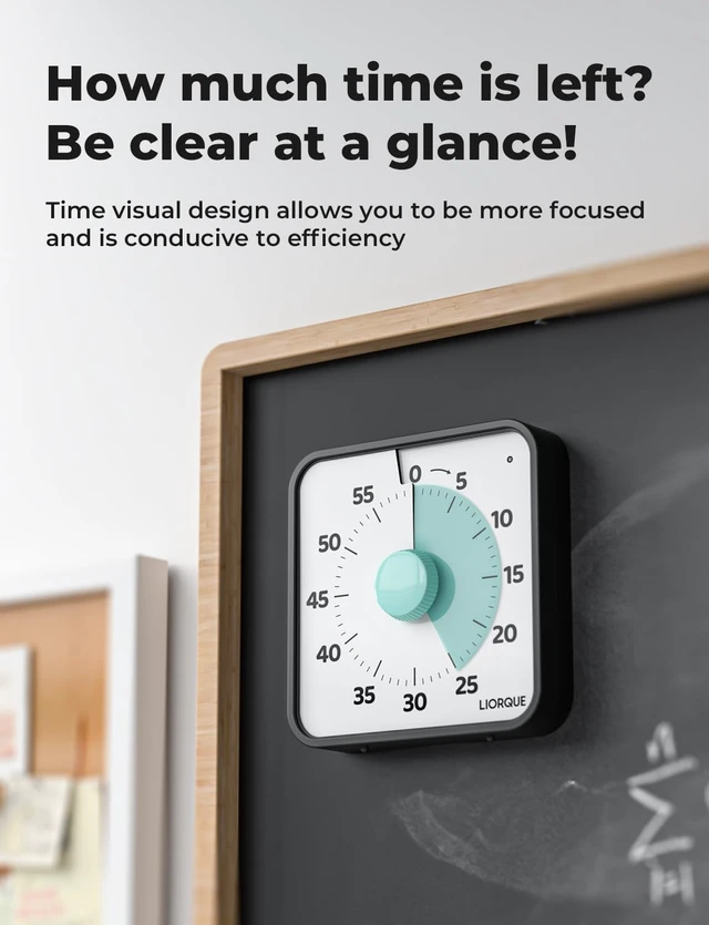Alt view image 5 of 7 - 7.5-Inch Large Visual Timer, 60-Minute Classroom Timer Magnetic | Non-Ticking, 3-level Volume, 3 Alarm Modes, Kids Countdown Timer for Classroom Kitchen Office ADHD, AA Batteries Included