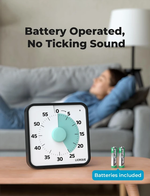 Alt view image 6 of 7 - 7.5-Inch Large Visual Timer, 60-Minute Classroom Timer Magnetic | Non-Ticking, 3-level Volume, 3 Alarm Modes, Kids Countdown Timer for Classroom Kitchen Office ADHD, AA Batteries Included