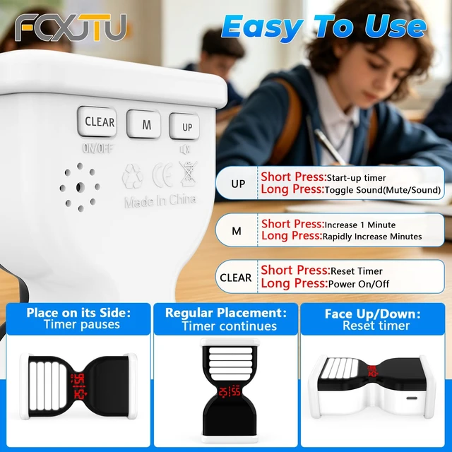 Alt view image 3 of 7 - Digital Hourglass Timer for Productivity, Visual Countdown with Flight Flow | 5/25Min Preset, Custom Countdown, On/Off, Rechargeable, Silent, Desk Flip Hourglass Timer for ADHD Gift Study, Work,