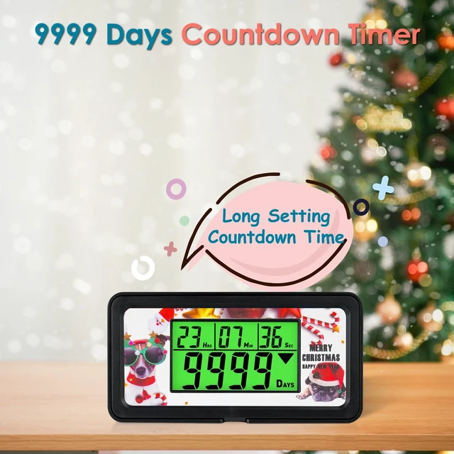 Alt view image 3 of 7 - 9999-Day Countdown Clock with 10 Cards for Wedding and Vacation | Shows total days, hours, minutes and seconds; 10 swappable paper themes, magnetic frame, 12/24-hour clock, 1-minute alert