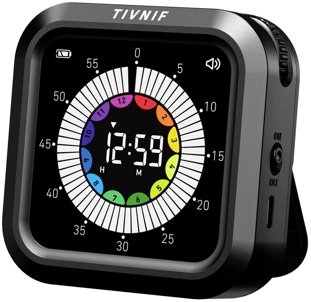 Main image of Visual Timer for Kids with Color Display Kitchen Timer 1500mAh Battery | Memory Function Scroll Wheel Control, Magnetic Back with Stand, Up to 12h59m Countdown, Kitchen, Study & Classroom