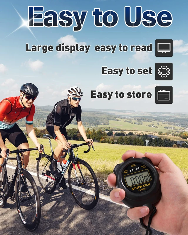 Alt view image 2 of 6 - Simple Stopwatch Timer - Easy to Use, Set Up, Read, and Carry - Large Display - On/Off, AAA Battery, No Hourly Beep - Ideal for Kids, Track and Field, Sports, Classroom - Stopwatches for Coaches