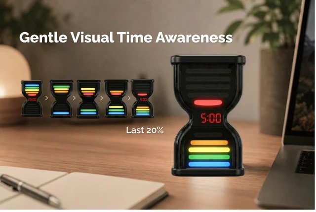 Alt view image 5 of 7 - Pomodoro Timer for Productivity, Visual Countdown with Light Flow, Flip Timer 25/5 min, Custom Countdown Count-up, USB-C Rechargeable, Silent, Study for Kids Students ADHD Gift Work Classroom Office