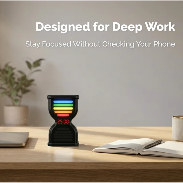 Alt view image 6 of 7 - Pomodoro Timer for Productivity, Visual Countdown with Light Flow, Flip Timer 25/5 min, Custom Countdown Count-up, USB-C Rechargeable, Silent, Study for Kids Students ADHD Gift Work Classroom Office