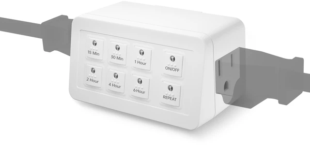 Main image of Indoor Countdown Timer with Repeat Function, 2-Outlets, 3-Prong | Digital Timer for Electrical Outlets, Heavy Duty Accurate Compact Size for Appliance, 15A/1875W 12 HP ETL Listed