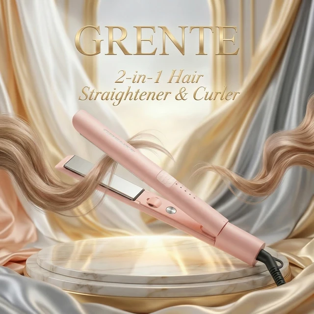 Alt view image 3 of 7 - Titanium Flat Iron Travel Hair Straightener and Curler 2 in 1 with Quick Fast Heating, 1 Inch Professional Straightening Iron, 5 Temp Settings for All Hair Types, Dual Voltage & Auto-Shut Off(Pink)