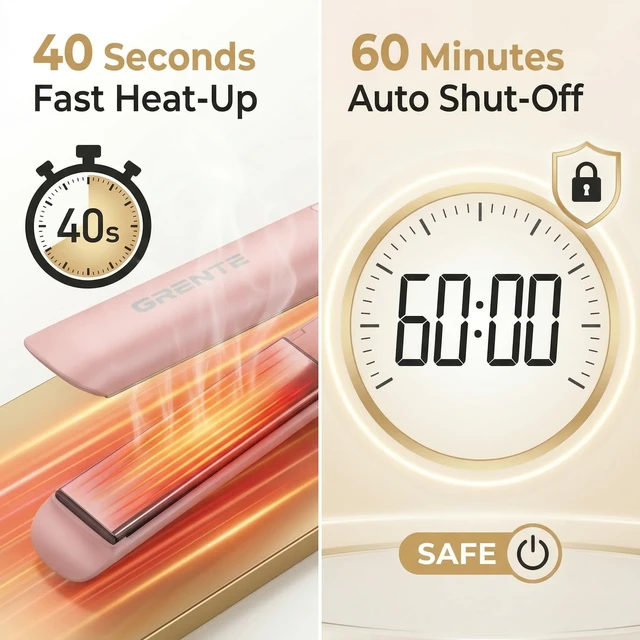 Alt view image 5 of 7 - Titanium Flat Iron Travel Hair Straightener and Curler 2 in 1 with Quick Fast Heating, 1 Inch Professional Straightening Iron, 5 Temp Settings for All Hair Types, Dual Voltage & Auto-Shut Off(Pink)