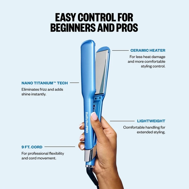 Alt view image 5 of 7 - The Ultra Sleek Flat Iron, Nano Titanium, 1.5" | Flat iron hair straightener with ceramic heater, 5 digital heat settings, LED display, and 9-ft cord for flexible styling