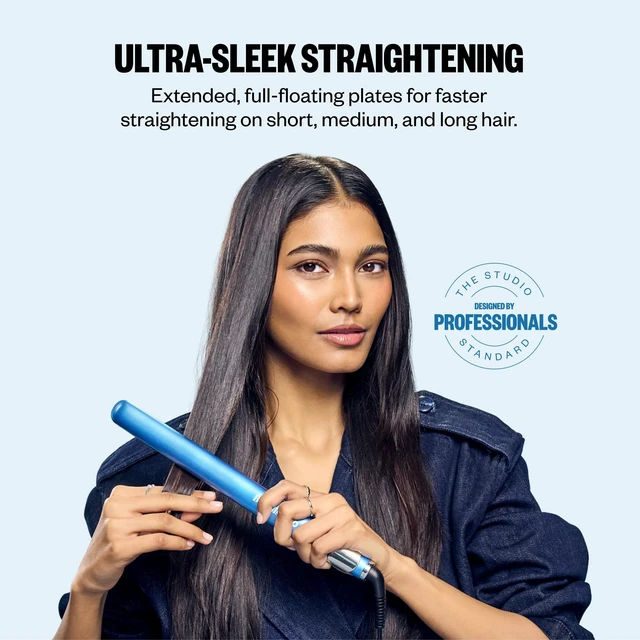 Alt view image 2 of 7 - The Ultra Sleek Flat Iron, Nano Titanium, Extended Plates, 1" | Flat iron hair straightener with ceramic heater, 5 digital heat settings, LED display, and 9-ft cord for flexible styling