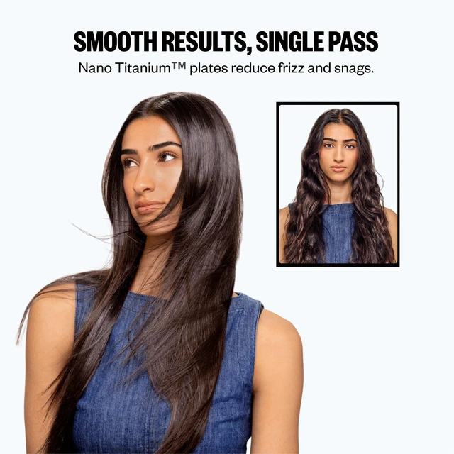 Alt view image 3 of 7 - The Ultra Sleek Flat Iron, Nano Titanium, Extended Plates, 1" | Flat iron hair straightener with ceramic heater, 5 digital heat settings, LED display, and 9-ft cord for flexible styling