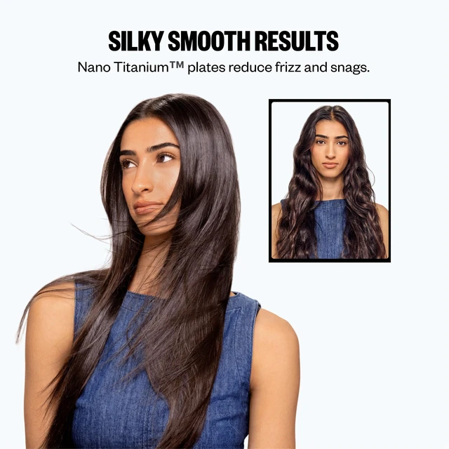 Alt view image 3 of 7 - The Ultra Sleek Flat Iron, Nano Titanium, Extended Plates, 2" | Flat iron hair straightener with ceramic heater, 5 digital heat settings, LED display, and 9-ft cord for flexible styling