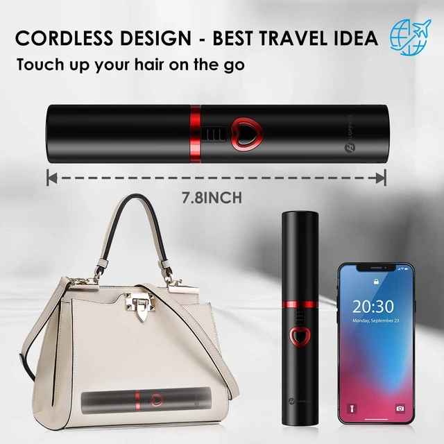 Alt view image 5 of 7 - Cordless Mini Hair Straightener, USB-C Rechargeable Travel Flat Iron | 2-in-1 Straightener & Curler with 3 Heat Settings, Compact Design for Travel, Quick Touch-Ups & Fine to Medium Hair